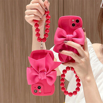 LovelyRLovely 0 LovelyRLovely Big Wave Silicone Bow Beads Chain Phone Case