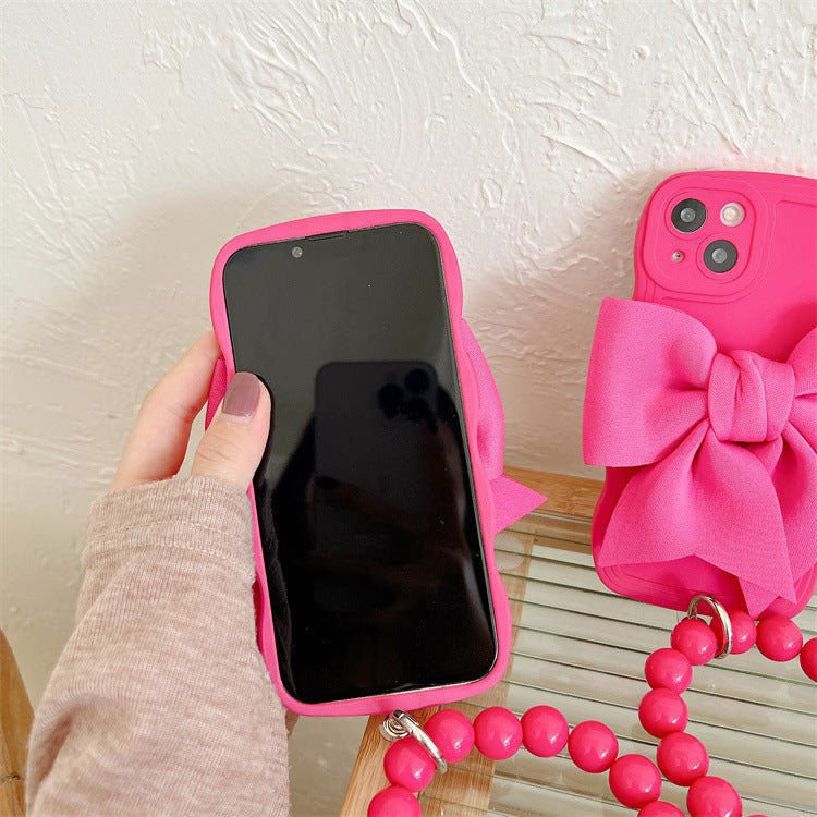 LovelyRLovely 0 LovelyRLovely Big Wave Silicone Bow Beads Chain Phone Case