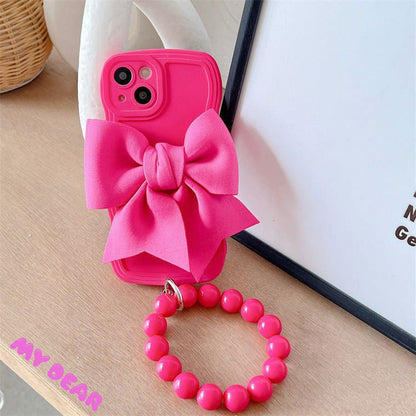 LovelyRLovely 0 LovelyRLovely Big Wave Silicone Bow Beads Chain Phone Case