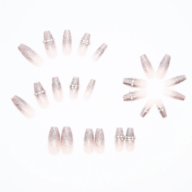 LovelyRLovely 0 LovelyRLovely French Sparkling Diamond Wear Fake Nail Set