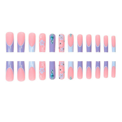 LovelyRLovely 0 SGCY 126 / SGCY 126 LovelyRLovely Long Blue Flowers Press-On Nail