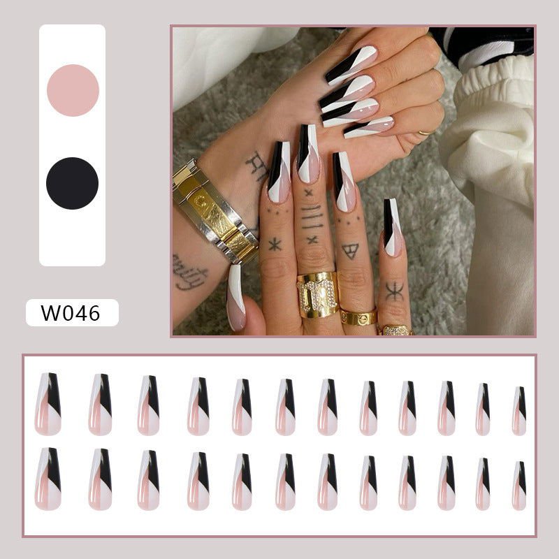 LovelyRLovely 0 W046 Black And White LovelyRLovely Long Ballet Fake Nails