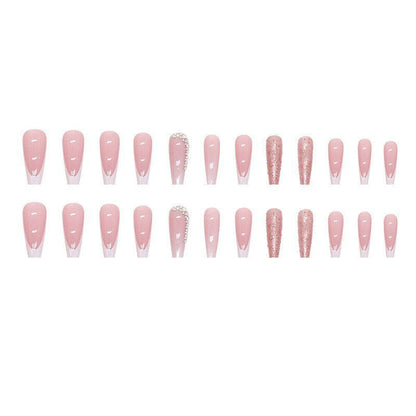 LovelyRLovely 0 Z524 Flash Ballet LovelyRLovely Women's French Gradient Length Pile Rhinestone Fake Nails