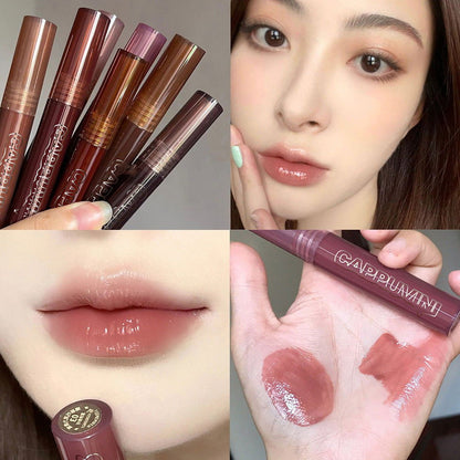 LovelyRLovely 03 Cameo Paste Shengqiao LovelyRLovely Lava Chocolate Moisturizing Glaze Mirror Transparent Glass Lip Gloss