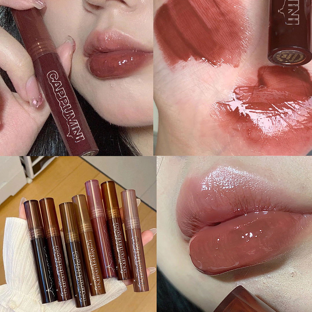 LovelyRLovely 04 Black Tea Thick Qiao LovelyRLovely Lava Chocolate Moisturizing Glaze Mirror Transparent Glass Lip Gloss