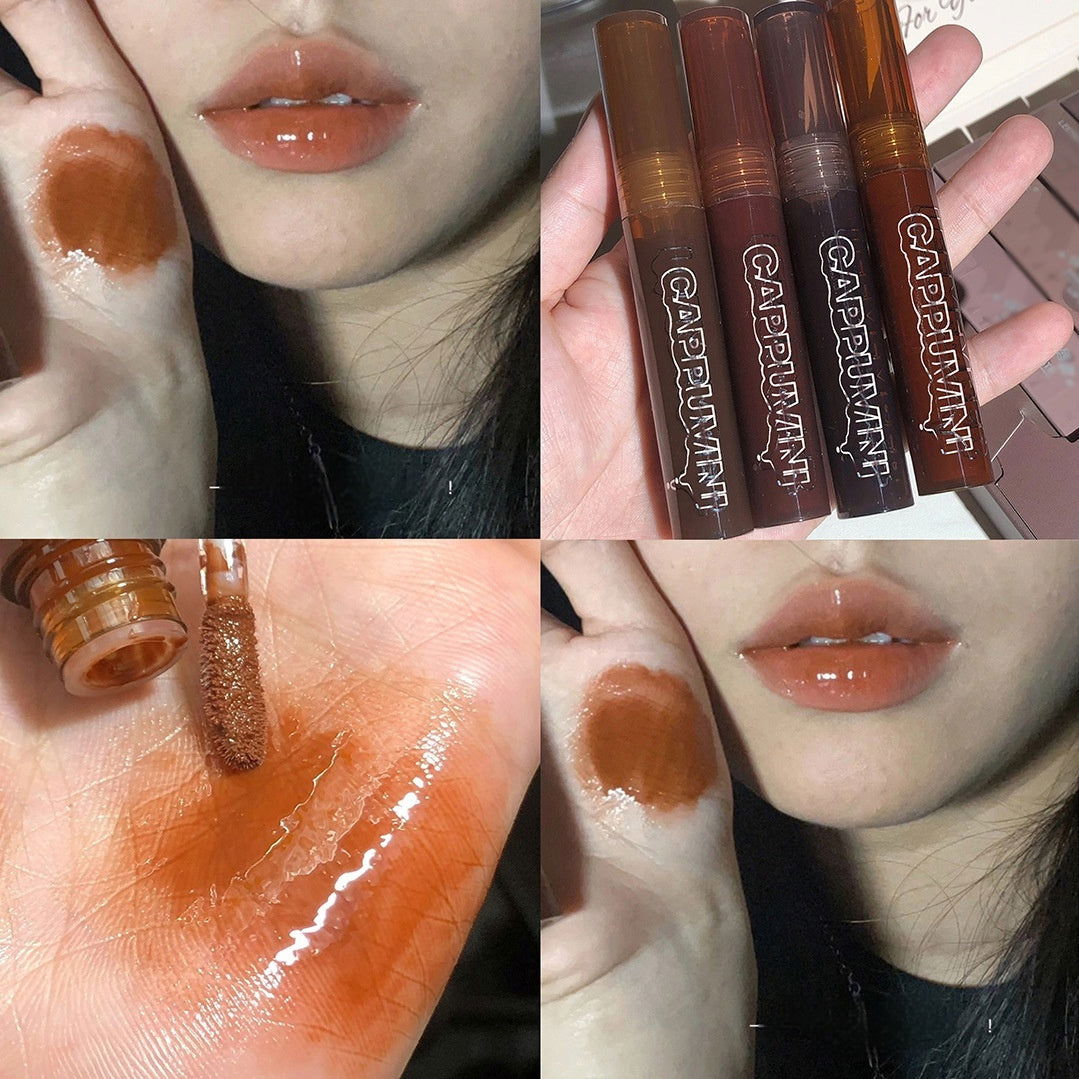 LovelyRLovely 05 Orange Sweet Qiao LovelyRLovely Lava Chocolate Moisturizing Glaze Mirror Transparent Glass Lip Gloss