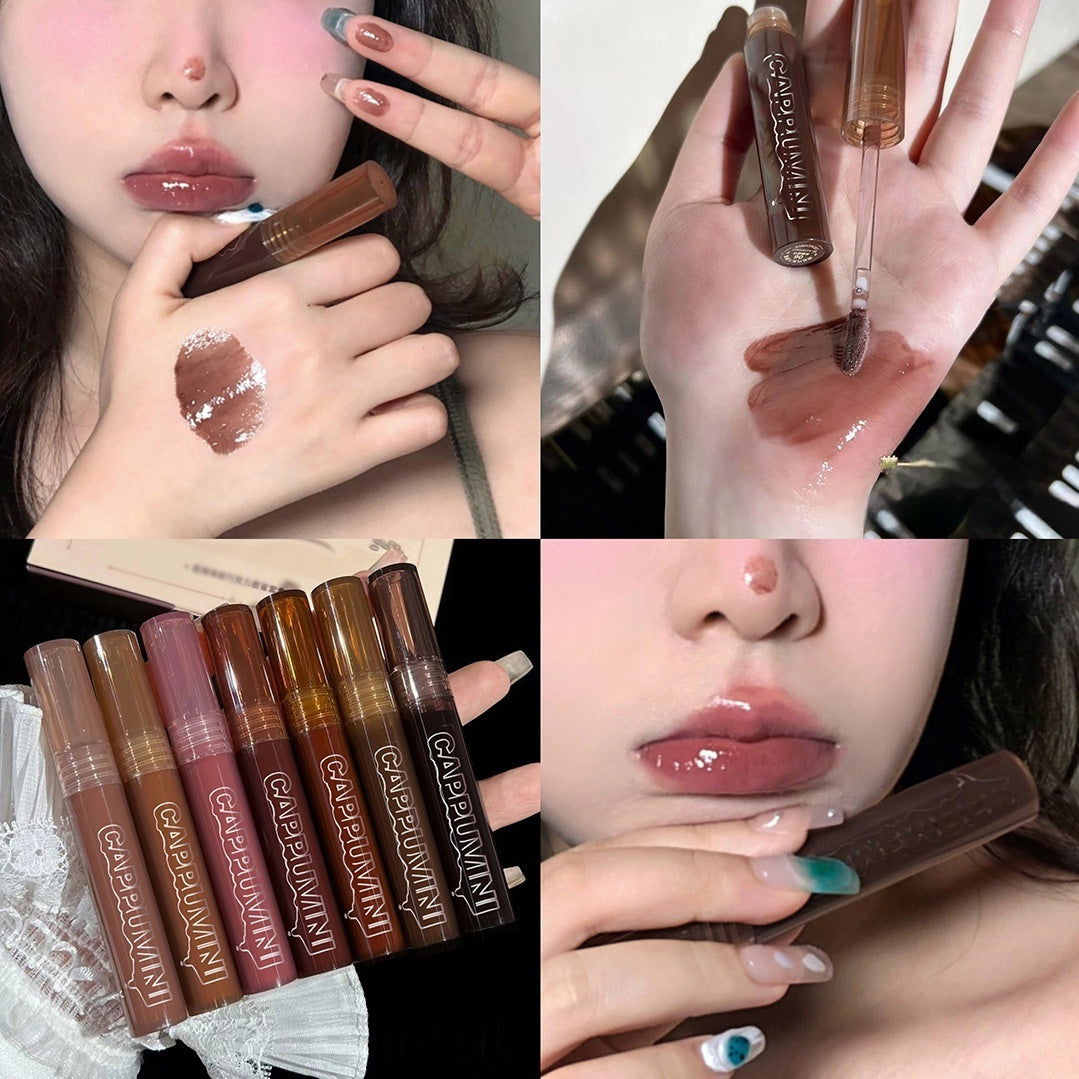 LovelyRLovely 06 Caramel Baking Qiao LovelyRLovely Lava Chocolate Moisturizing Glaze Mirror Transparent Glass Lip Gloss