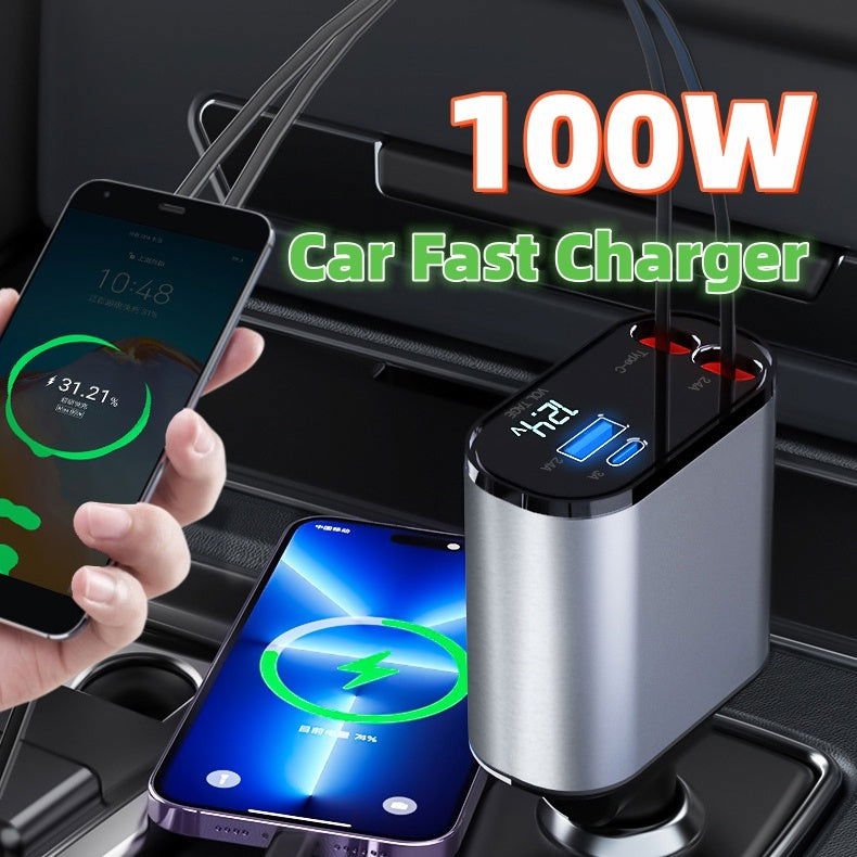 LovelyRLovely 100W Super Fast Charging Car Cigarette L 100W Super Fast Charging Car Cigarette Lighter USB And TYPE-C Adapter