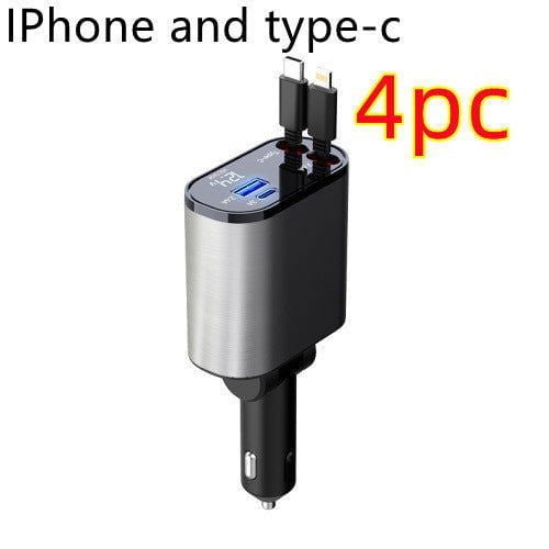 LovelyRLovely 100W Super Fast Charging Car Cigarette L Metal Silver Gray4pcs / 100W 100W Super Fast Charging Car Cigarette Lighter USB And TYPE-C Adapter