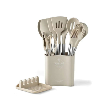 LovelyRLovely 13 PCS / khaki LovelyRLovely 13PCS Silicone Kitchen Utensil Set