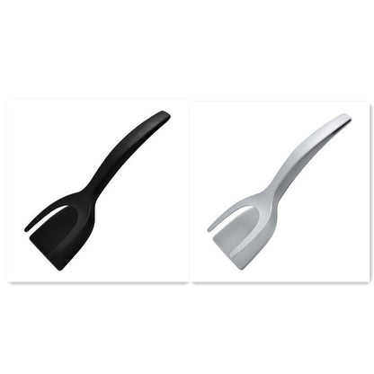 LovelyRLovely 2 In 1 Grip And Flip Tongs Egg Spatula Black gray LovelyRLovely 2 In 1 Grip And Flip Tongs Egg Spatula