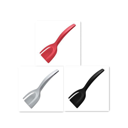 LovelyRLovely 2 In 1 Grip And Flip Tongs Egg Spatula Black Red Grey LovelyRLovely 2 In 1 Grip And Flip Tongs Egg Spatula