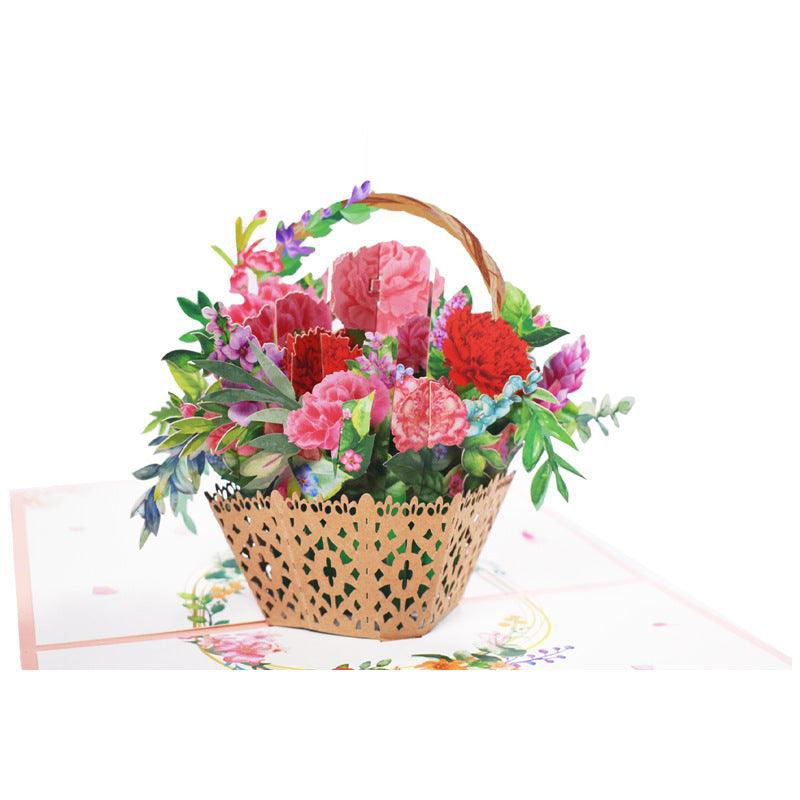 LovelyRLovely 3D PopUp Flower Bouquet Cards A basket of carnations LovelyRLovely 3D PopUp Flower Bouquet Cards