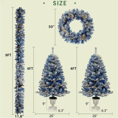 LovelyRLovely 4-Piece Winter Wonderland Tree Set 2 Blue 4-Piece Winter Wonderland Tree Set 2