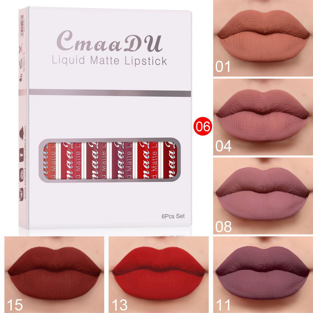 LovelyRLovely 6 Boxes Of Matte Non-stick Cup Waterproo C LovelyRLovely 6 Pack Waterproof Long Lasting Matte Lip Gloss