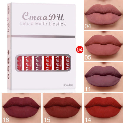 LovelyRLovely 6 Boxes Of Matte Non-stick Cup Waterproo C LovelyRLovely 6 Pack Waterproof Long Lasting Matte Lip Gloss