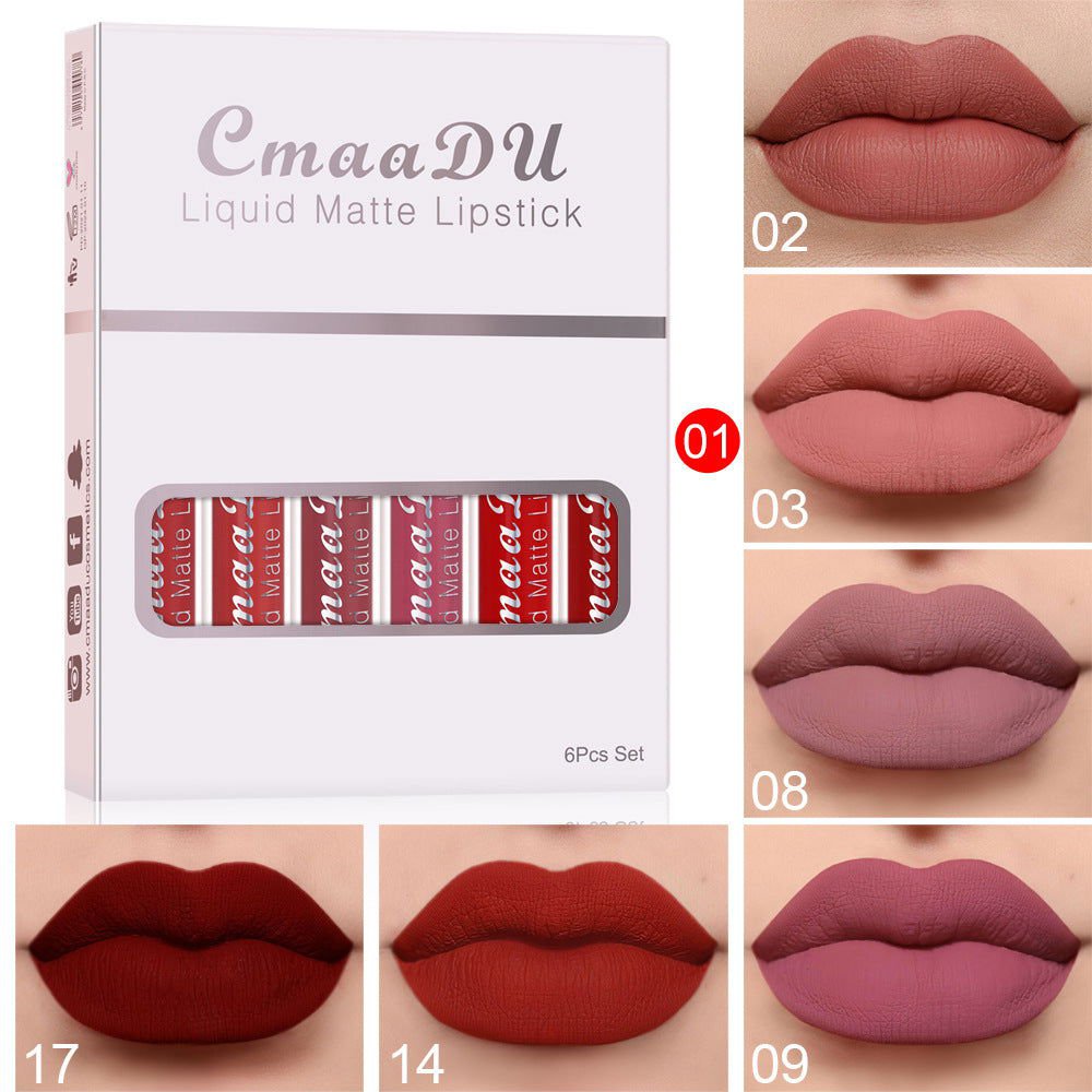 LovelyRLovely 6 Boxes Of Matte Non-stick Cup Waterproo C LovelyRLovely 6 Pack Waterproof Long Lasting Matte Lip Gloss