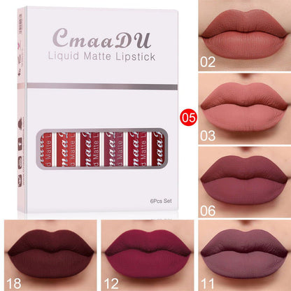 LovelyRLovely 6 Boxes Of Matte Non-stick Cup Waterproo C LovelyRLovely 6 Pack Waterproof Long Lasting Matte Lip Gloss