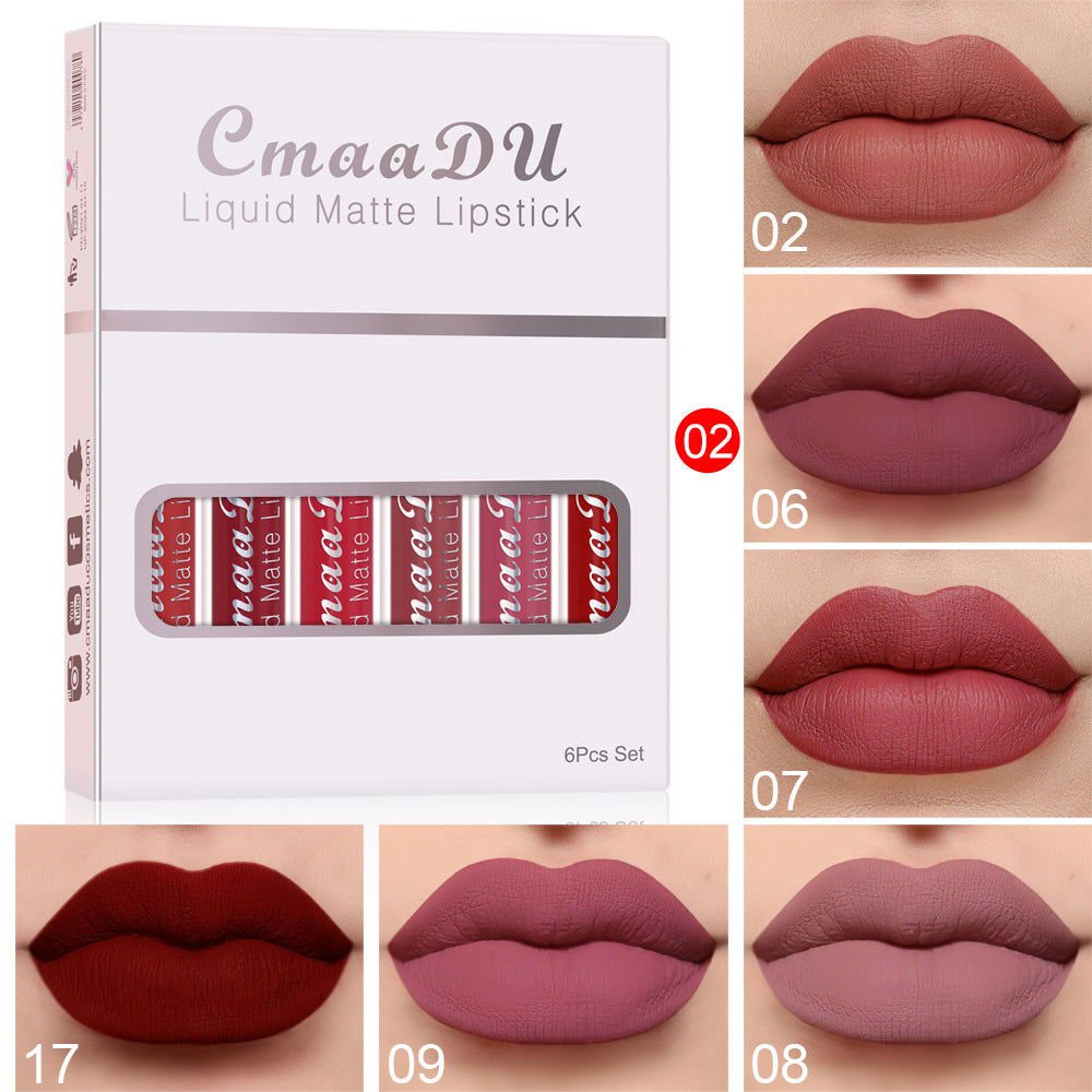 LovelyRLovely 6 Boxes Of Matte Non-stick Cup Waterproo C LovelyRLovely 6 Pack Waterproof Long Lasting Matte Lip Gloss