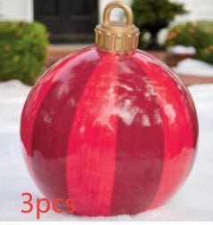 LovelyRLovely 60M PVC Outdoor Christmas Ornament Ball Red stripes / 3PCS / 60cm 60M PVC Outdoor Christmas Ornament Ball