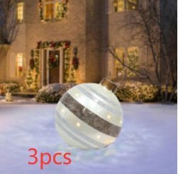 LovelyRLovely 60M PVC Outdoor Christmas Ornament Ball Striped cloth / 3PCS / 60cm 60M PVC Outdoor Christmas Ornament Ball