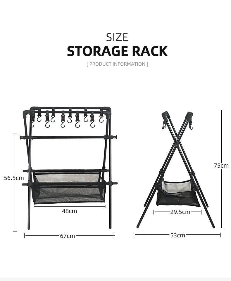 LovelyRLovely 67x53x75cm LovelyRLovely Double-Layer Large Capacity Aluminum Folding Camping Triangle Shelf