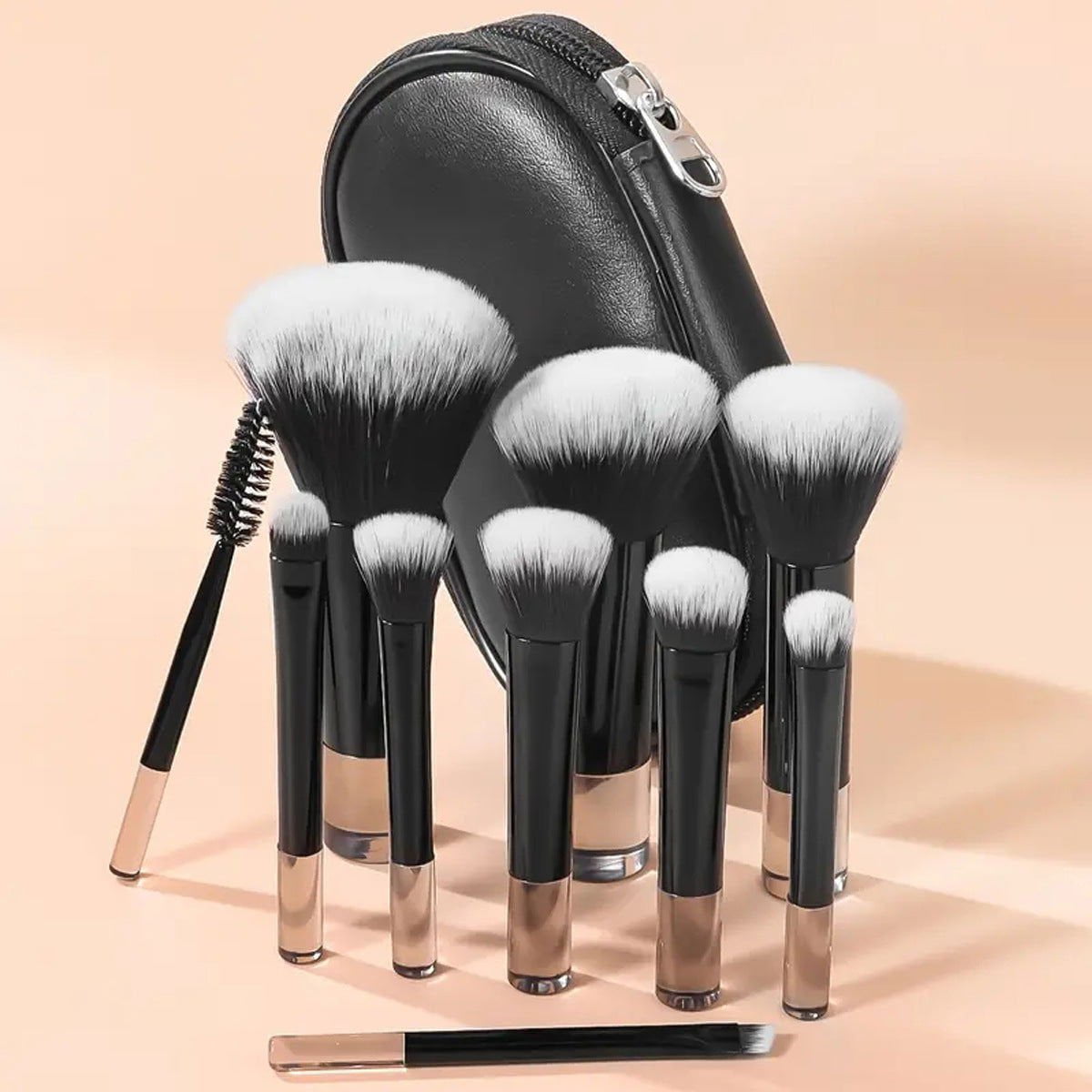 LovelyRLovely 8 Long Tube Makeup Brushes Suit Multicol Black Bag With Short Handle LovelyRLovely Multivolored 8 Long Tube Makeup Brushes Suit