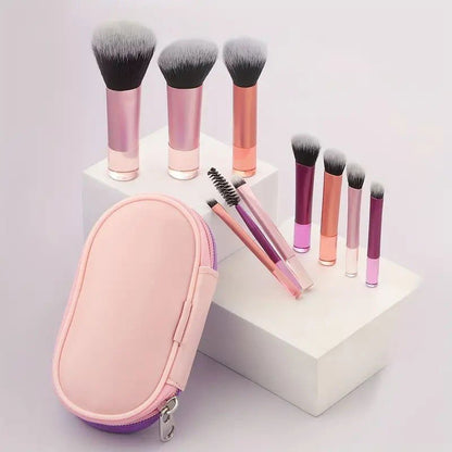 LovelyRLovely 8 Long Tube Makeup Brushes Suit Multicol Black Bag With Short Handle LovelyRLovely Multivolored 8 Long Tube Makeup Brushes Suit