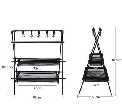 LovelyRLovely 82x55x107cm LovelyRLovely Double-Layer Large Capacity Aluminum Folding Camping Triangle Shelf