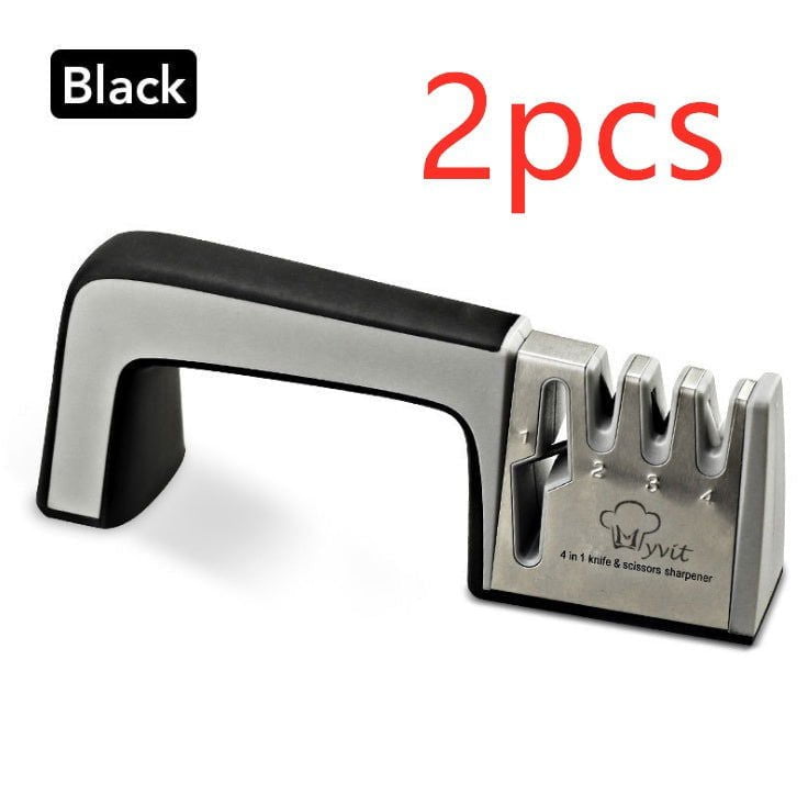 LovelyRLovely A Four-in-one Family Uses A Sharpener To 2pcs black LovelyRLovely A Grade Four-in-one Kitchen Knife Sharpener