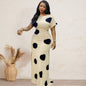 LovelyRLovely Apricot / 2XL LovelyRLovely Short-sleeved Polka-dot High-waisted Floor-length Skirt Set