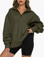 LovelyRLovely Army green / 3XL LovelyRLovely Women Zip Turndown Jumper