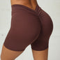 LovelyRLovely Back Waist Deep V-shaped Wrinkle Tight Y Brown / L LovelyRLovely Deep V-shaped Wrinkle Tight Yoga Shorts