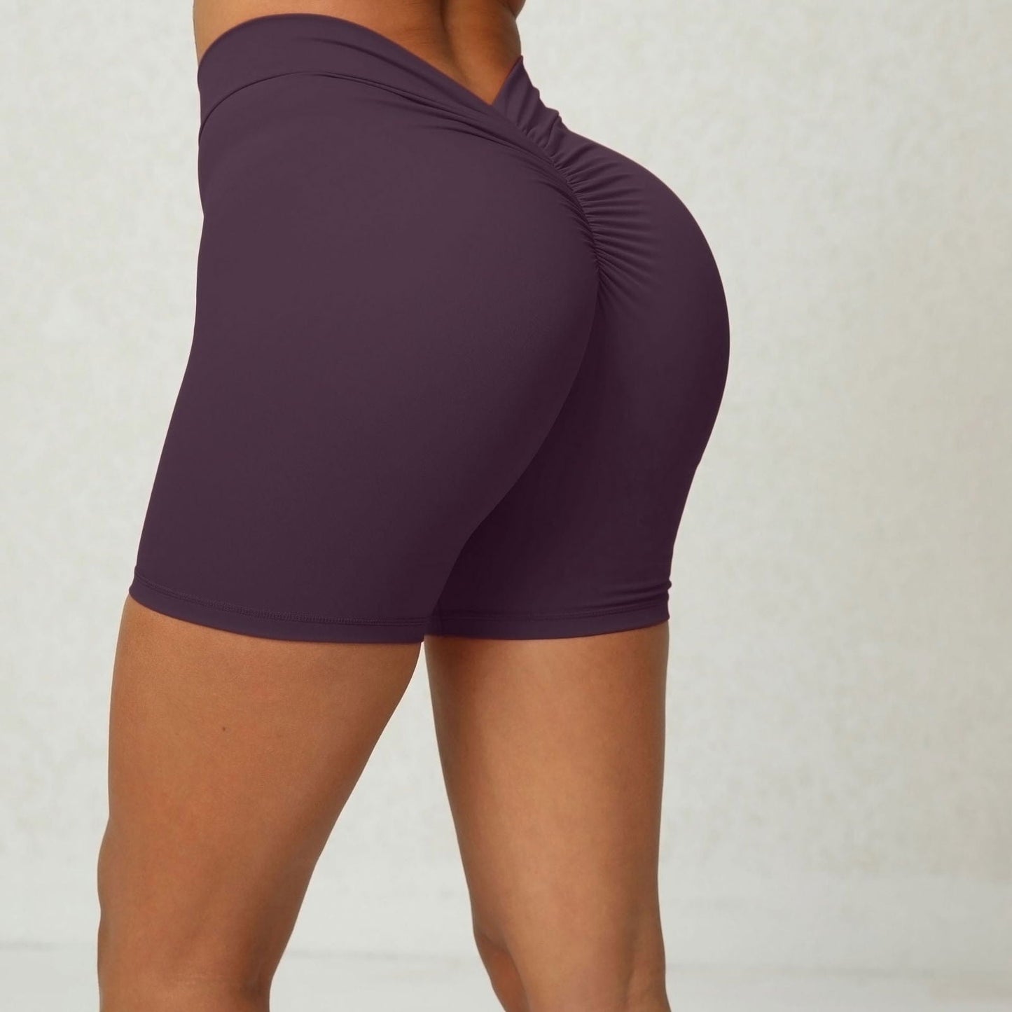 LovelyRLovely Back Waist Deep V-shaped Wrinkle Tight Y Dark Purple / L LovelyRLovely Deep V-shaped Wrinkle Tight Yoga Shorts