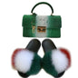 LovelyRLovely bag & shoes set as pic 20 / 6 LovelyRLovely Women Casual Plush Fur Slippers With Handbag