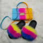 LovelyRLovely bag & shoes set as pic 26 / 9 LovelyRLovely Women Casual Plush Fur Slippers With Handbag