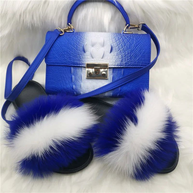 LovelyRLovely bag & shoes set as pic 30 / 7 LovelyRLovely Women Casual Plush Fur Slippers With Handbag