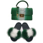 LovelyRLovely bag & shoes set as pic 34 / 6 LovelyRLovely Women Casual Plush Fur Slippers With Handbag