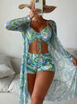 LovelyRLovely Bikini set Blue / S LovelyRLovely 3pcs Pring Bikini With Long Sleeve Cardigan