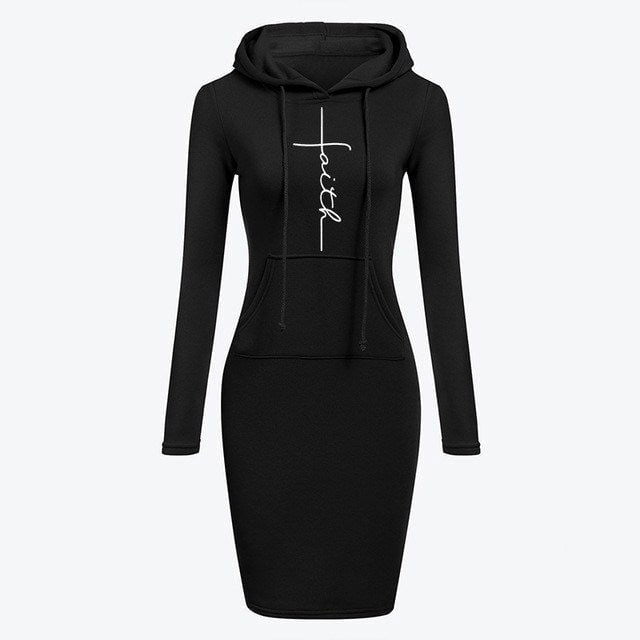 LovelyRLovely Black / 2XL LovelyRLovely Women Hoodie Sweatshirt Dress