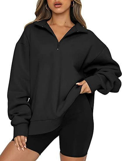 LovelyRLovely Black / 3XL LovelyRLovely Women Zip Turndown Jumper