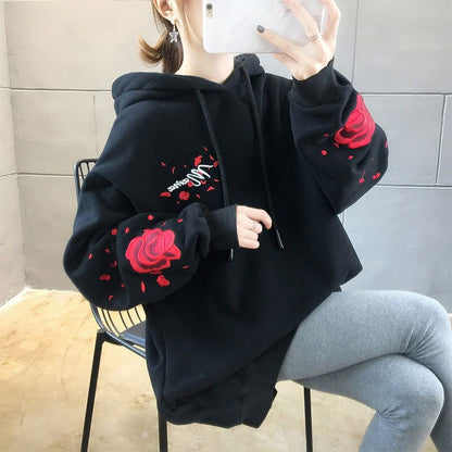 LovelyRLovely Black / L LovelyRLovely Crane embroidery hoodie