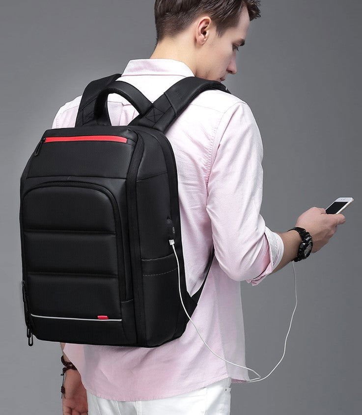 LovelyRLovely Black LovelyRLovely Multifunctional Waterproof Backpack (w) External USB Charge Port