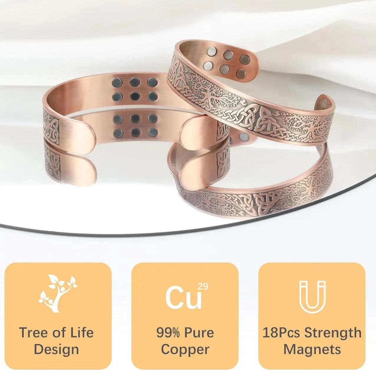 LovelyRLovely bracelet LovelyRLovely Pure Copper 3500 Gauss Strong Magnetic Therapy  Bracelet