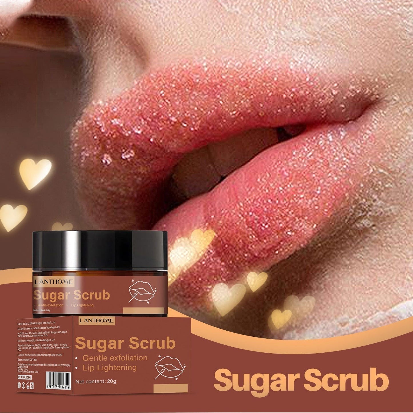 LovelyRLovely Brown Sugar Lip Scrub Cream Lip Scrub Ex 20g LovelyRLovely Brown Sugar Lip Exfoliating Moisturizing Scrub