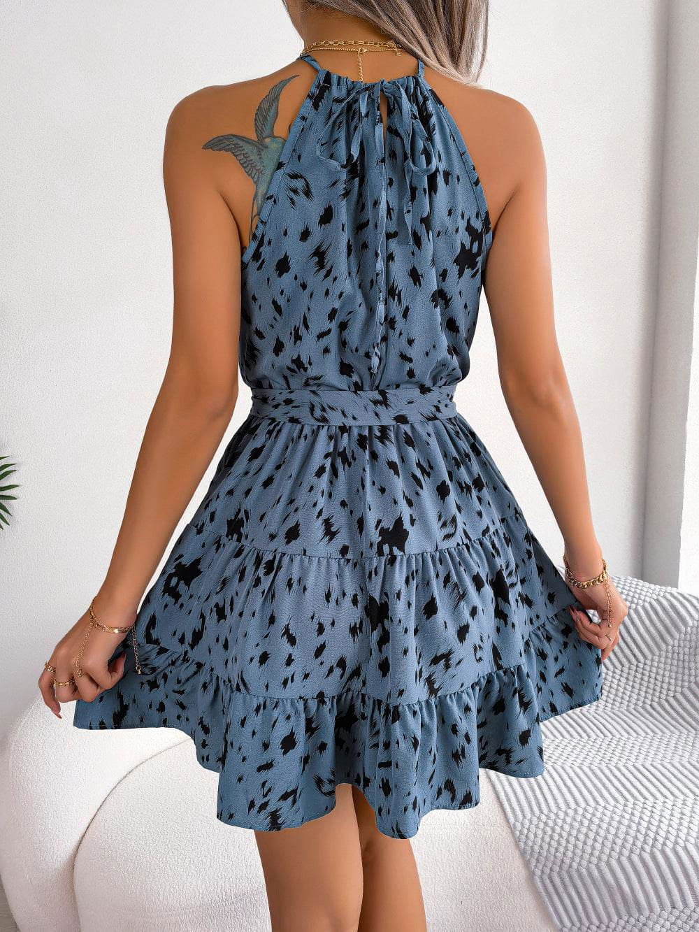 LovelyRLovely Casual Leopard Print Ruffled Swing Dress LovelyRLovely Casual Leopard Print Ruffled Swing Dress