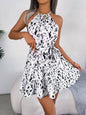 LovelyRLovely Casual Leopard Print Ruffled Swing Dress White / L LovelyRLovely Casual Leopard Print Ruffled Swing Dress