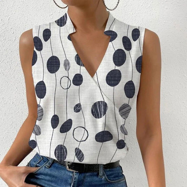 LovelyRLovely Casual Printed Tops Summer V-neck Sleeve Figure 1 / L LovelyRLovely Casual V-neck Printed Tops