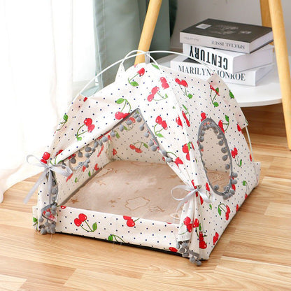 LovelyRLovely Cat Tent Cat Cat House Enclosed Pet Bed Cherry / L LovelyRLovely Enclosed Pet Bed