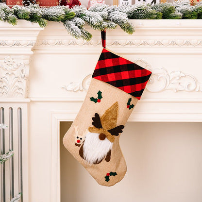 LovelyRLovely Christmas Red And Black Plaid Embroidere Christmas Stockings Elk Christmas Red And Black Plaid Embroidered Stockings